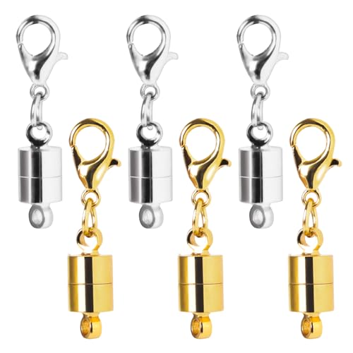 Magnetic Necklace Clasps and Closures, 18K Gold and Silver Jewelry Clasps and Closures with Lobster Clasp, Exquisite Necklace Extenders for Women and Seniors. Ideal for DIY Jewelry Making.