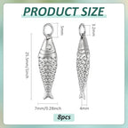 BENECREAT 8Pcs Brass Fish Charms, Gold & Platinum Sea Animal Fish Shaped Pendants for DIY Bracelet Necklace Earrings Jewelry Making - color: Platinum