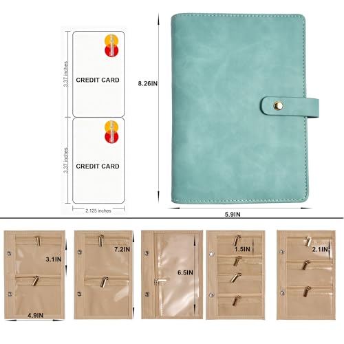 Travel Jewelry Binder Organizer Ring Binders - Jewelry Boxes PU Leather Case with Zipper Velvet Jewelry Pouch Bags for Daily Use & Gifting - Mint Green - color: Flatpattern_mint Green