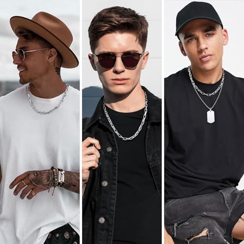 VNOX Paperclip Necklace for Men Women, 4.5/6.5/7mm Solid Diamond-Cut Chunky Stainless Steel Anchor Link Chain Mens Necklaces Jewelry Gifts, 18/20/22/24 Inchs - style: 7.5MM-Silver