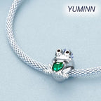 925 Sterling Silver Charms for Bracelets Gold Love and Heart Charms Cherry Blossom Dangle Beads Jewelry for Women - color: Frog