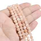 Peach Aventurine 6mm Gemstone Triangle Faceted Round Loose Beads Strand 15.5" DIY Jewelry Making - color: Peach Aventurine