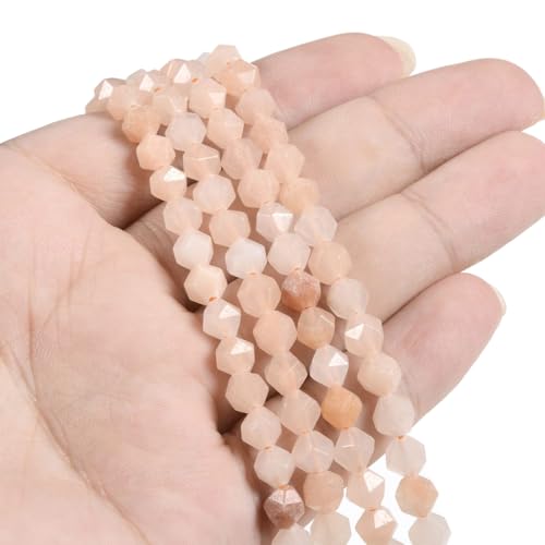 Peach Aventurine 6mm Gemstone Triangle Faceted Round Loose Beads Strand 15.5" DIY Jewelry Making - color: Peach Aventurine