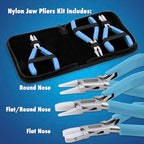 Beadalon Designer Series Nylon Jaw Pliers, Flat Nose, Pacific Blue Long Vinyl-Free Grips, Stainless Steel, 6.25 in - color: Pacific Blue, style: Flat Nose | Long Handle