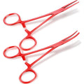 BBTO Hemostat Curved and Straight Hemostat Forceps Piercing Pliers Forceps, Stainless Steel Straight and Curved Pliers, Fishing Tweezer(Red,2 Pcs) - color: Red