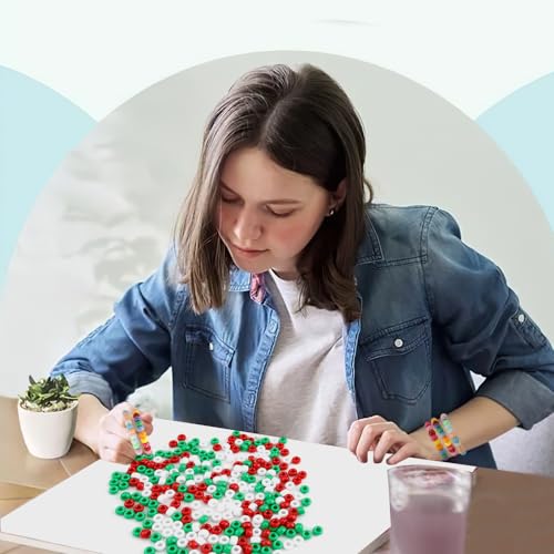 QPIXVB 1100PCS Christmas Beads,Pony Beads,Christmas Pony Bead for Bracelets,Small Bulk Bead for Jewelry Making Bracelet Making,Hair Craft,Red Green Jewelry Making Supplies for Adults,9mm - color: christmas beads