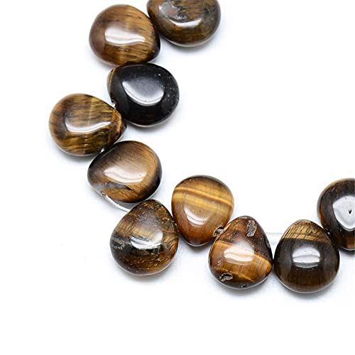 Craftdady 30pcs Teardrop Natural Tiger Eye Stone Beads Top Drilled Energy Healing Gemstone Loose Beads Polished Chakra Stone Loose Beads 12x9-10mm for DIY Jewelry Crafts - color: Tiger Eye