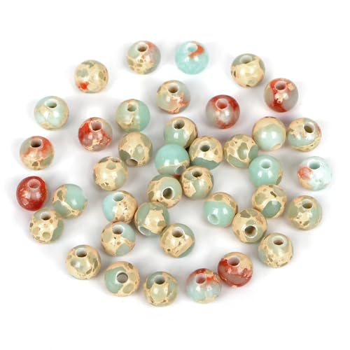 AD Beads Natural Gemstone 8mm Round Loose Beads Big Hole 2.5mm Sized 40pcs (Blue Imperial Jasper) - color: Blue Imperial Jasper