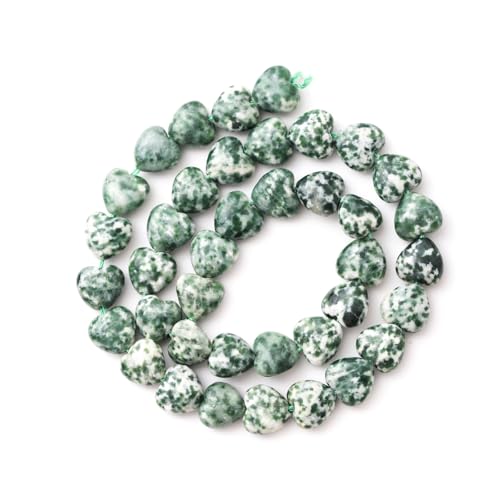 10mm Natural Green White Sodalite Stone Beads Heart Shape DIY Loose Gemstone Energy Healing Crystal Charms for Jewelry Making Handmade - color: Green White Sodalite