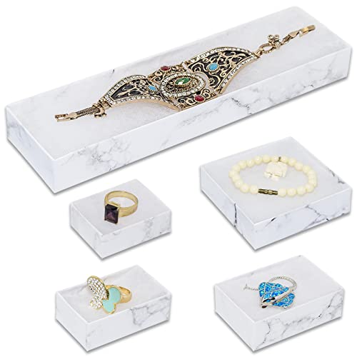 TheDisplayGuys - 25-Pack #99 Cotton Filled Cardboard Paper Jewelry Boxes Gift Case - Marble White (5 Sizes Assortment) - for Shipping or Storage - size: 1 Count (Pack of 25), style: 5 Sizes Assortment (#99)