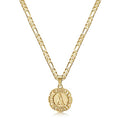 KissYan Initial Necklaces for Women, 14K Gold Plated Round Letter Pendant Capital Monogram Necklace Alphabets from A-Z Figaro Chain Jewelry - color: Gold, style: A Letter