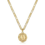 KissYan Initial Necklaces for Women, 14K Gold Plated Round Letter Pendant Capital Monogram Necklace Alphabets from A-Z Figaro Chain Jewelry - color: Gold, style: A Letter