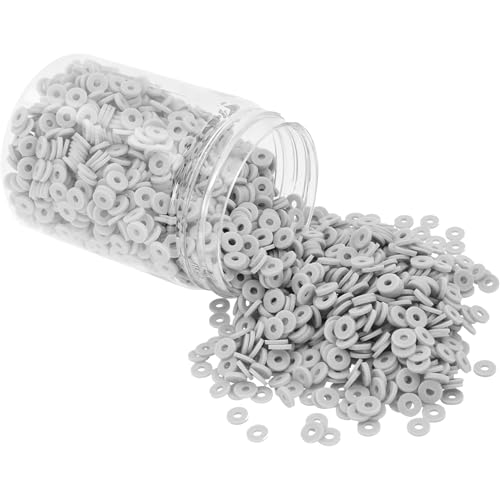 Mandala Crafts Gray Heishi Beads 6mm – 3000 Flat Polymer Disc Clay Beads for Adult Jewelry Making Spacer Beads, Bracelets, Necklaces, and Earrings - color: Gray, size: 6mm 3000 PCs