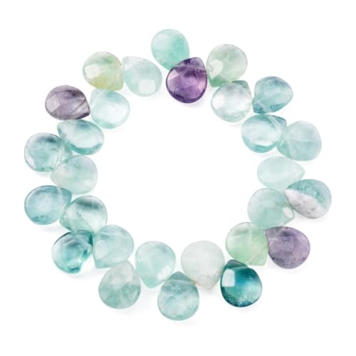 Craftdady 27pcs Faceted Teardrop Natural Fluorite Beads Top Drilled Energy Healing Crystal Gemstone Loose Beads Polished Chakra Stone Loose Beads 12x9-10mm for DIY Jewelry Crafts - color: Fluorite, 12x9-10mm