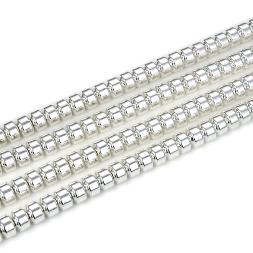 130pcs Adabele Grade A Natural Hematite Silver Plated Healing Gemstone 8mm x 6mm Round Rondelle Loose Beads Gem Stone Spacer for DIY Craft Jewelry Making GFC9-2 - color: Silver Plated Hematite, size: 8x6mm (130pcs/2 Strands)