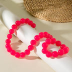Colorful Chunky Beaded Necklace for Women Acrylic Bead Choker Necklaces Fashion Large Round Beads Necklaces for Women Handmade Summer Jewelry - color: Red bracelet + necklace