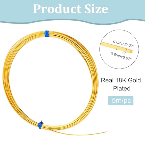 BENECREAT 23 Gauge 16 Feet Square Copper Wire, Bendable Metal Craft Wire for Necklace Bracelet Making and Other Handmade Project - color: Gold, size: 23 Gauge