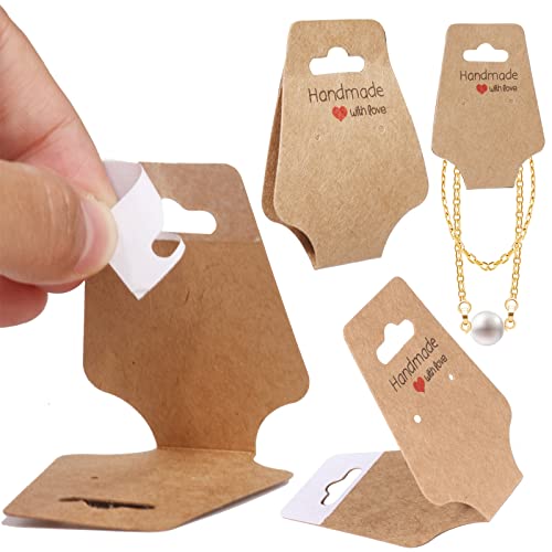 200PCS Bracelet Display Cards Necklace Holder Cards Self Adhesive Jewelry Packaging Selling Card for Small Business (Brown, 1.8x4.7 inches) - color: Brown, size: 1.8x4.7 inches