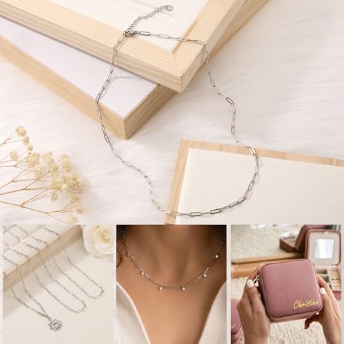 GTVOODX 10Pcs Paperclip Chain Necklace 20 Inch 3x9mm Stainless Steel Adjustable Link Chains Bulk for Women Necklace Jewelry Making - color: Silver, size: 20 Inch