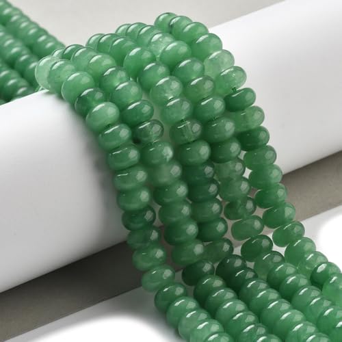 1 Box 148PCS 5x8MM Natural Green Abacus Stone Beads Strands with Hole Disk Rondelle Gemstone White Jade Dyed Flat Loose Spacer Bead for Jewelry Making Bracelet Necklace DIY Crafts Supply - color: Green, size: 148pcs