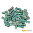 GEM-Inside 30Pcs 5x12mm Natural Green Africa Jade Stone Plant Bamboo Knot Bone Charms Beads for Jewelry Making Power Energy Chakra Stone Beads - color: Green Africa Jade