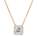 PAVOI 14K Gold Plated Post Faux Diamond Round Solitaire Pendant Halo Necklace | Gold Necklace for Women | Slider Adjustable - style: Princess