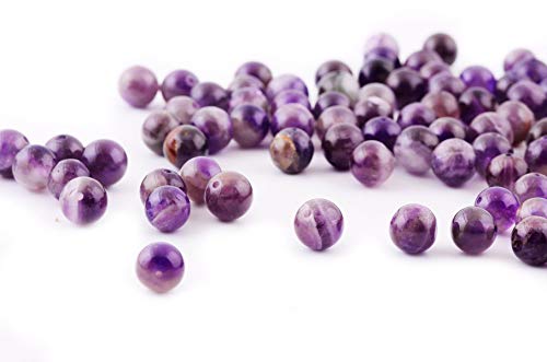 Natural Stone Beads 100pcs 10mm Amethyst Round Genuine Real Stone Beading Loose Gemstone Hole Size 1mm DIY Smooth Beads for Bracelet Necklace Earrings Jewelry Making (Amethyst, 10mm) - color: Amethyst Purple, size: 10mm
