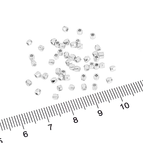 BEADIA Silver Plated Faceted Spacer Beads 2x2mm 50pcs for Jewelry Making Findings Non Tarnish - color: Silver, size: 2x2mm Faceted