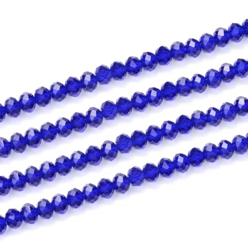 500pcs Czech Faceted Rondelle Crystal Glass Loose Beads 4mm Small Tiny Spacer Bulk Cobalt Blue for DIY Craft Jewelry Making CCR425 - color: Cobalt Blue, size: 4mm (0.16") - 500pcs