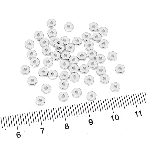 BEADIA Silver Plated Hexagon Spacer Beads 4x1.5mm 50pcs for Jewelry Making Findings Non Tarnish - color: Silver, size: 4x1.5mm Hexagon