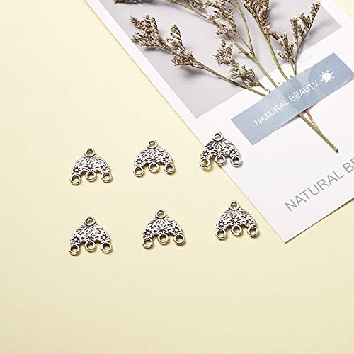 Mega Pet 20pcs Tibetan Silver Hat Chandelier Component Links Charm Pendant Connectors with 3 Holes for Multi Layers Dangle Earring Bracelet Necklace Jewelry Making - color: Antique Silver, Hat