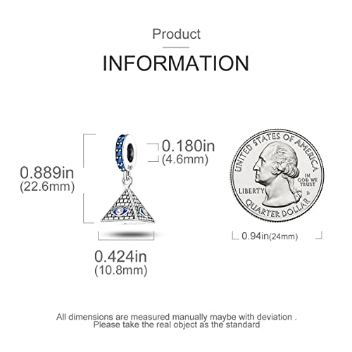MULA 925 Sterling Silver Charms for Bracelets and Necklaces Lipstick and Bag Dangle Pendants Tower Camera Beads Jewelry Charms for Women - color: Pyramid Charm