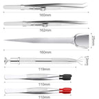 6 Pack Diamond Stone Tweezers Set, Stainless Steel Precision Jewelry Tweezers, Gemstone Grabber Pickup Tool for Crafts Beads