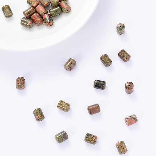 Natural Unakite Cylinder Tube Beads 10x14mm 38cm/str Loose Semi Gemstone Stone Beads for Making Bracelets Necklace - color: Unakite