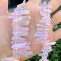 Adabele 30 Inch Natural Raw Healing Crystal Quartz Gemstone Loose Beads Small Drilled Point Rose Pink AB Titanium Coated Chakra Gem Stone Drop Stick GA8 - color: Rose Pink Ab, size: Small Size (30 Inch/2 Strands)