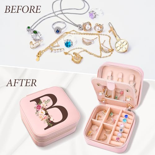 Christmas Gifts for Teen Girls, Travel Jewelry Case Box Organizer Personalized Gifts for Mom Wife Women, Necklace Earrings Box Gift for Teen Girls - style: B