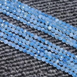 120pcs 3mm Natural Aquamarine Gemstone Beads Faceted Round Loose Stone Beads for Jewelry Making (1 Strand) - color: Aquamarine, size: 2.8-3.3mm