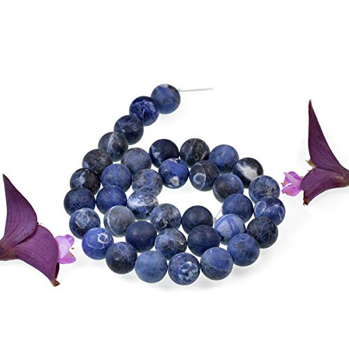 Natural Matte Gemstone Round Spacer Beads (4mm, Blue Sodalite) - color: Blue Sodalite, size: 4mm