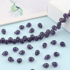 100pcs Purple Violet Faceted Crystal Glass Beads 8x10mm, Shiny Teardrop Glass Beads for Jewelry Making, Crystal Beads for Bracelet Necklace Earring DIY Craft - color: Purple Violet