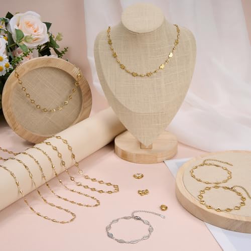 KYUNHOO 13FT/4M Gold Plated Jewelry Chains for Crafts Making Textured Butterfly Chain Link Satellite Bead Stainless Steel Necklace Bulk Jewelry - color: Butterfly Gold