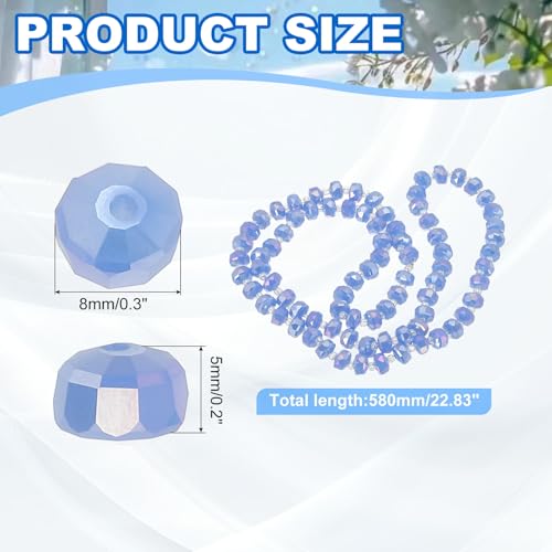 PATIKIL 75 Pcs 8mm OD 5mm Thick Crystal Glass Beads, Rondelle Crystal Beads Faceted Cut Gemstone Strand with Spacer Beads for Craft, Bracelet, Necklace, Medium Blue Jade - color: Medium Blue Jade