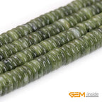 GEM-Inside 2x6mm Natural Green Canada Jadeite Jade Semi-Gemstone Heishi Disc Rondelle Spacer Beads for Jewelry Making Full 15" Strand Energy Stone Healing Power Crystal - color: Green Canada Jadeite Jade