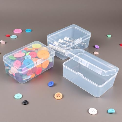 20 Pack Rectangular Clear Plastic Storage Containers Box with Hinged Lid for Beads and Other Small Craft Items (3.35 x 2.17 x 1.38 inch) - size: 3.35 x 2.17 x 1.38 inch