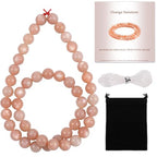 Stone Beads, 45pcs Sunstone, 8mm Round Loose Beads for Jewelry Making, Bracelets, with Bag, String & Card - color: Sunstone, size: 8mm