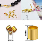 500 2.2mm Plated Brass Beads - 5 Colors, 500 Pieces, Crimp Tube Accessories for Jewelry Making - color: Gold