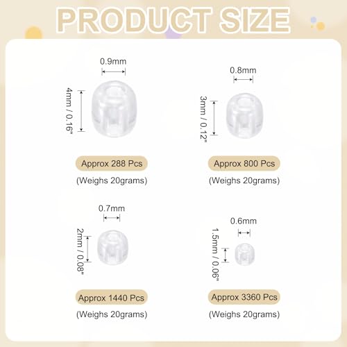 MECCANIXITY 15/0 11/0 8/0 6/0 Glass Seed Beads 1.5mm/2mm/3mm/4mm Loose Seed Beads for Jewelry Earring Bracelet Craft Making, 5888PCS, Clear - color: Clear