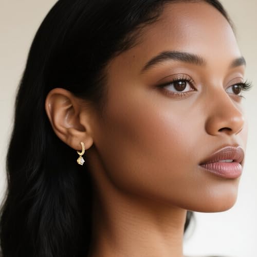 6Pcs Gold Zirconia Hoops for Earrings, Hypoallergenic 14K Goldplated Earring Hooks Round Huggie Zirconia Hoop with Loop Leverback Dangle Earring Making Gold Jewelry Findings Supplies Replacement Set - color: 6PCS_GoldB