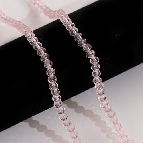 500PCS 6mm Round Crystal Glass Beads Faceted Spacer Beads Bulk for Jewelry Making Bracelets Necklace Earring Pendants Craft (Light Pink) - color: Light pink, size: 6mm