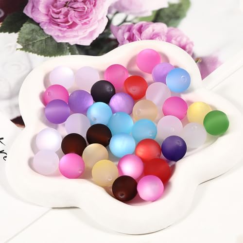 25pcs Resin Transparent Frosted Beads 16mm Cat Eye Circular Rubber Bead Spacer Bead DIY Making Friendship Bracelet Phone Chain Keychain Pen Beads Accessories (Dark Mixed Color) - color: Dark Mixed color