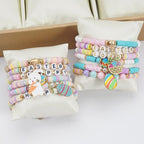 Twinfree Bohemia Beaded Bracelet for Women, Polymer Clay Stretch Bracelets - color: color 40
